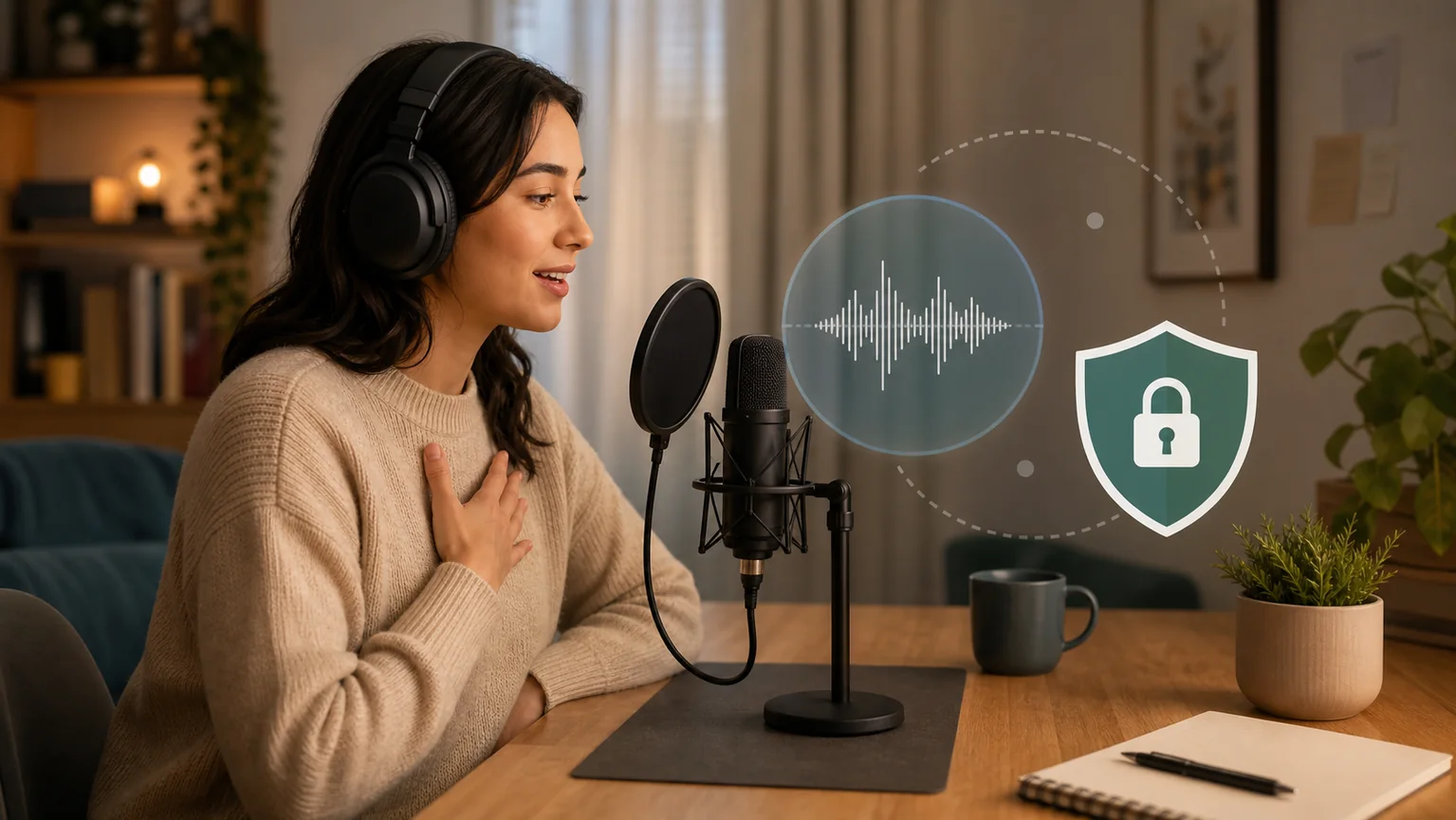 Learner practicing pronunciation with a private voice lab
